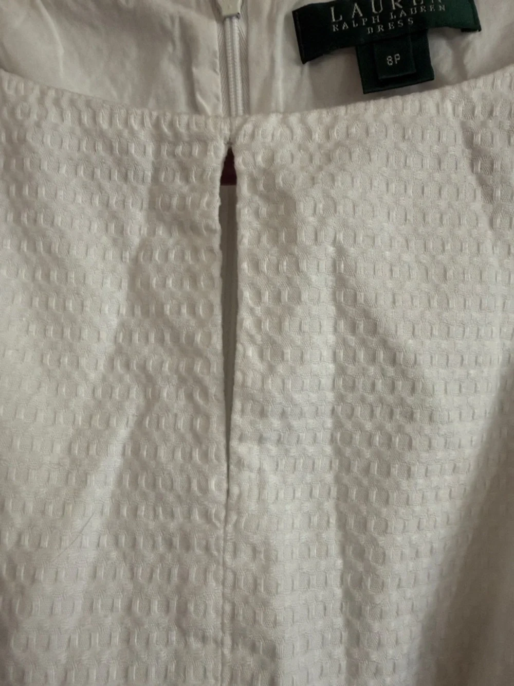 Lauren Ralph Lauren White Textured Cotton Fit & Flare Dress 8P Petite - Picture 5 of 12